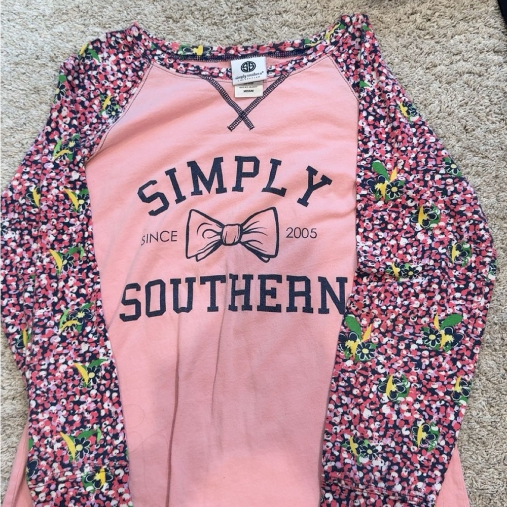 Simply Southern Pink Floral Long Sleeve Tee
